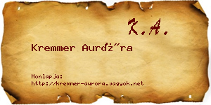 Kremmer Auróra névjegykártya